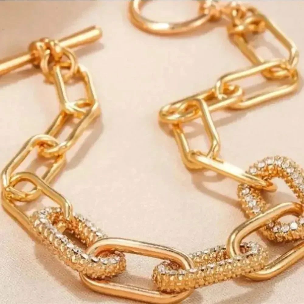 Gold Plated Diamond Chain LinksToggle Bracelet